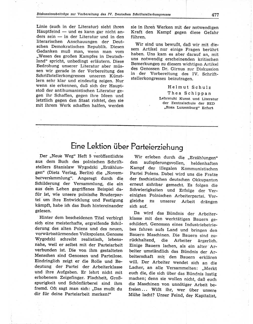 Neuer Weg (NW), Organ des Zentralkomitees (ZK) der SED (Sozialistische Einheitspartei Deutschlands) für Fragen des Parteiaufbaus und des Parteilebens, 10. Jahrgang [Deutsche Demokratische Republik (DDR)] 1955, Seite 477 (NW ZK SED DDR 1955, S. 477)