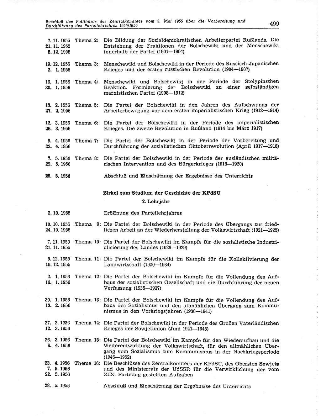 Neuer Weg (NW), Organ des Zentralkomitees (ZK) der SED (Sozialistische Einheitspartei Deutschlands) für Fragen des Parteiaufbaus und des Parteilebens, 10. Jahrgang [Deutsche Demokratische Republik (DDR)] 1955, Seite 499 (NW ZK SED DDR 1955, S. 499)