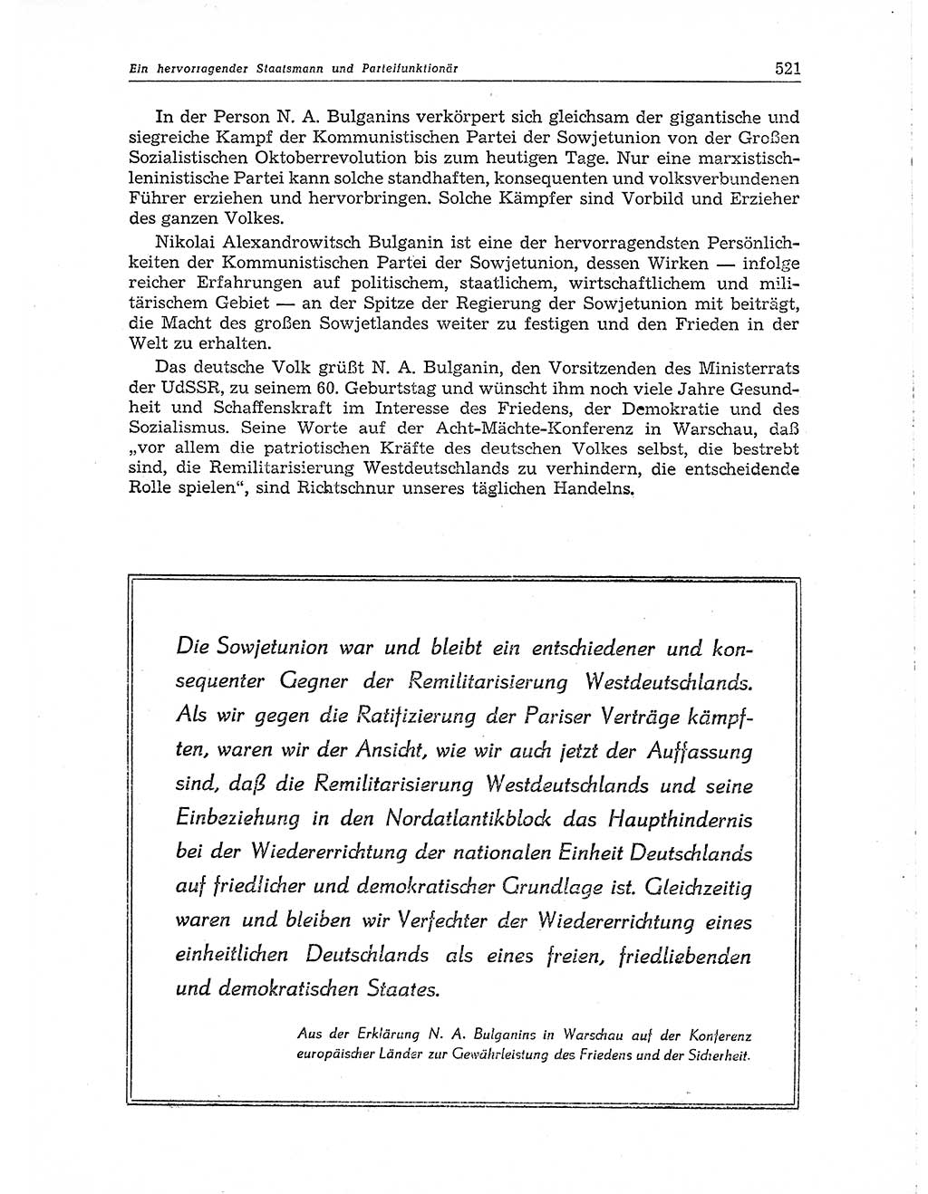 Neuer Weg (NW), Organ des Zentralkomitees (ZK) der SED (Sozialistische Einheitspartei Deutschlands) für Fragen des Parteiaufbaus und des Parteilebens, 10. Jahrgang [Deutsche Demokratische Republik (DDR)] 1955, Seite 521 (NW ZK SED DDR 1955, S. 521)