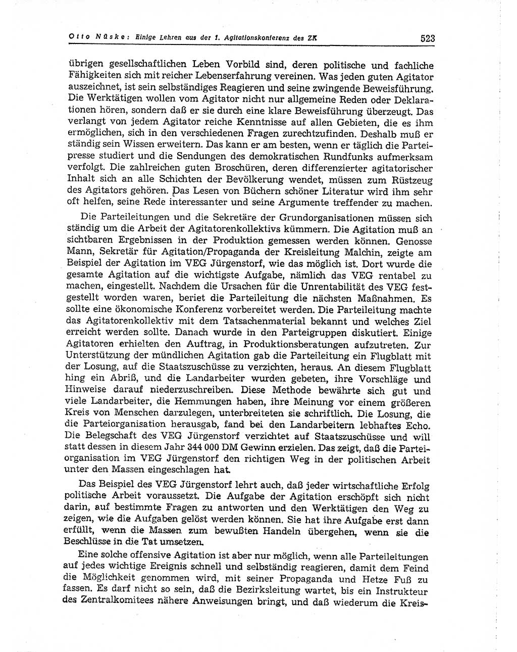 Neuer Weg (NW), Organ des Zentralkomitees (ZK) der SED (Sozialistische Einheitspartei Deutschlands) für Fragen des Parteiaufbaus und des Parteilebens, 10. Jahrgang [Deutsche Demokratische Republik (DDR)] 1955, Seite 523 (NW ZK SED DDR 1955, S. 523)