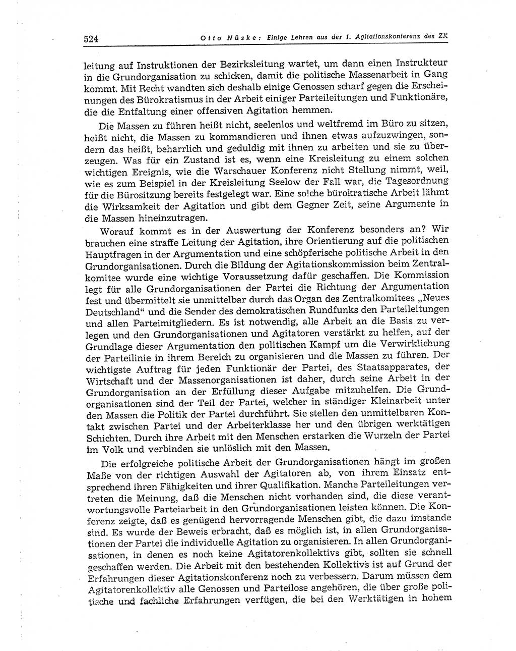 Neuer Weg (NW), Organ des Zentralkomitees (ZK) der SED (Sozialistische Einheitspartei Deutschlands) für Fragen des Parteiaufbaus und des Parteilebens, 10. Jahrgang [Deutsche Demokratische Republik (DDR)] 1955, Seite 524 (NW ZK SED DDR 1955, S. 524)