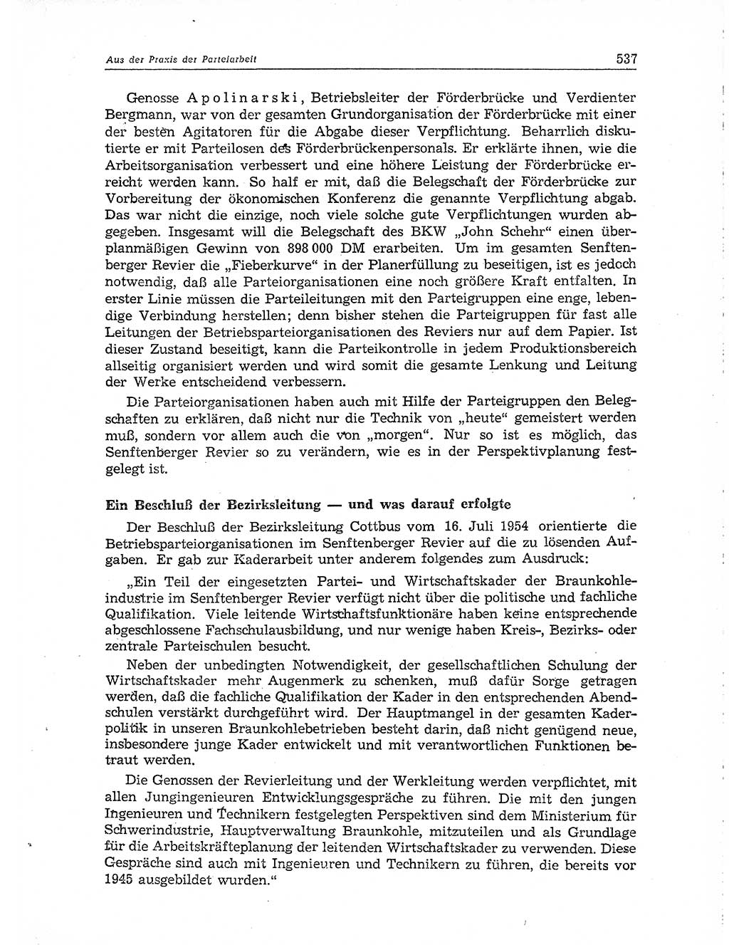 Neuer Weg (NW), Organ des Zentralkomitees (ZK) der SED (Sozialistische Einheitspartei Deutschlands) für Fragen des Parteiaufbaus und des Parteilebens, 10. Jahrgang [Deutsche Demokratische Republik (DDR)] 1955, Seite 537 (NW ZK SED DDR 1955, S. 537)