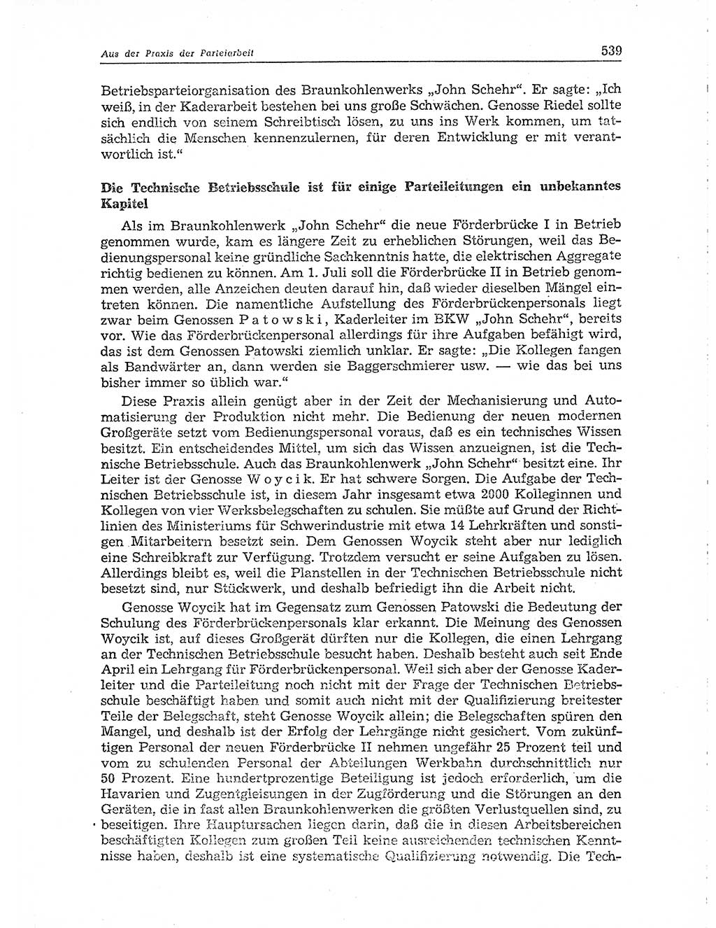 Neuer Weg (NW), Organ des Zentralkomitees (ZK) der SED (Sozialistische Einheitspartei Deutschlands) für Fragen des Parteiaufbaus und des Parteilebens, 10. Jahrgang [Deutsche Demokratische Republik (DDR)] 1955, Seite 539 (NW ZK SED DDR 1955, S. 539)