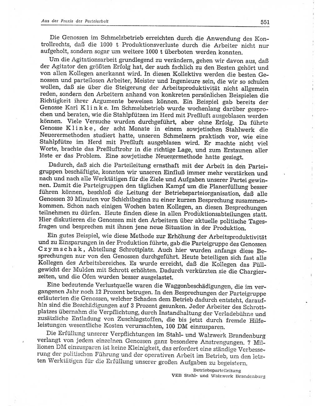 Neuer Weg (NW), Organ des Zentralkomitees (ZK) der SED (Sozialistische Einheitspartei Deutschlands) für Fragen des Parteiaufbaus und des Parteilebens, 10. Jahrgang [Deutsche Demokratische Republik (DDR)] 1955, Seite 551 (NW ZK SED DDR 1955, S. 551)