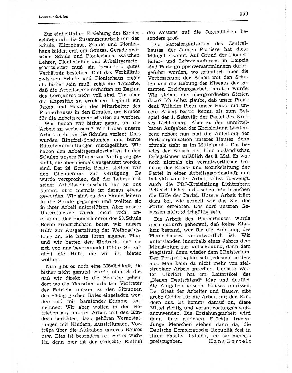 Neuer Weg (NW), Organ des Zentralkomitees (ZK) der SED (Sozialistische Einheitspartei Deutschlands) für Fragen des Parteiaufbaus und des Parteilebens, 10. Jahrgang [Deutsche Demokratische Republik (DDR)] 1955, Seite 559 (NW ZK SED DDR 1955, S. 559)