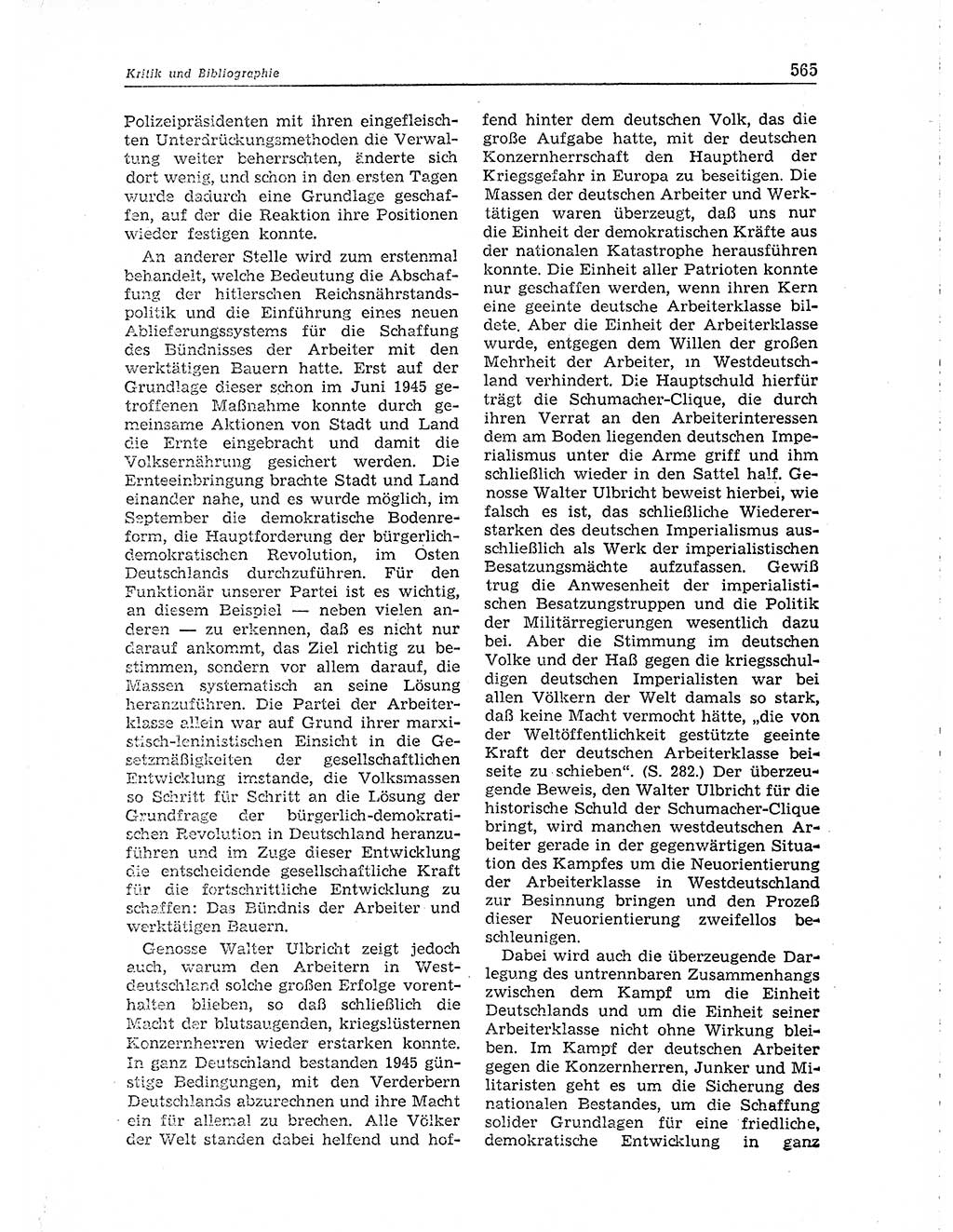 Neuer Weg (NW), Organ des Zentralkomitees (ZK) der SED (Sozialistische Einheitspartei Deutschlands) für Fragen des Parteiaufbaus und des Parteilebens, 10. Jahrgang [Deutsche Demokratische Republik (DDR)] 1955, Seite 565 (NW ZK SED DDR 1955, S. 565)