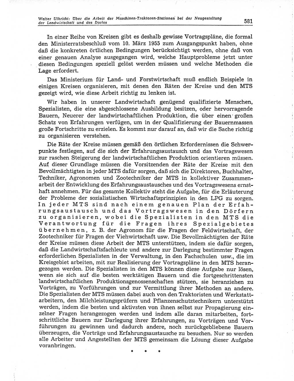 Neuer Weg (NW), Organ des Zentralkomitees (ZK) der SED (Sozialistische Einheitspartei Deutschlands) für Fragen des Parteiaufbaus und des Parteilebens, 10. Jahrgang [Deutsche Demokratische Republik (DDR)] 1955, Seite 581 (NW ZK SED DDR 1955, S. 581)