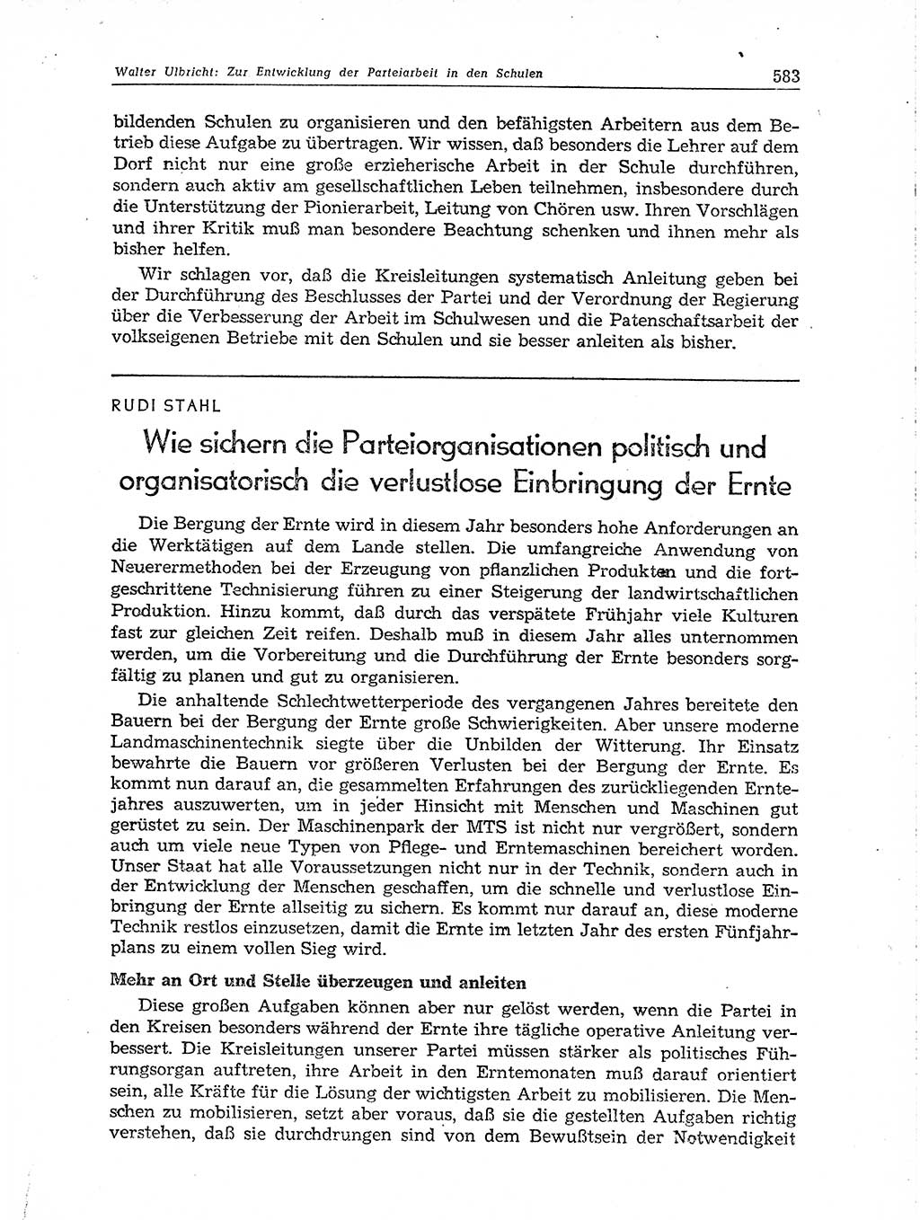 Neuer Weg (NW), Organ des Zentralkomitees (ZK) der SED (Sozialistische Einheitspartei Deutschlands) für Fragen des Parteiaufbaus und des Parteilebens, 10. Jahrgang [Deutsche Demokratische Republik (DDR)] 1955, Seite 583 (NW ZK SED DDR 1955, S. 583)