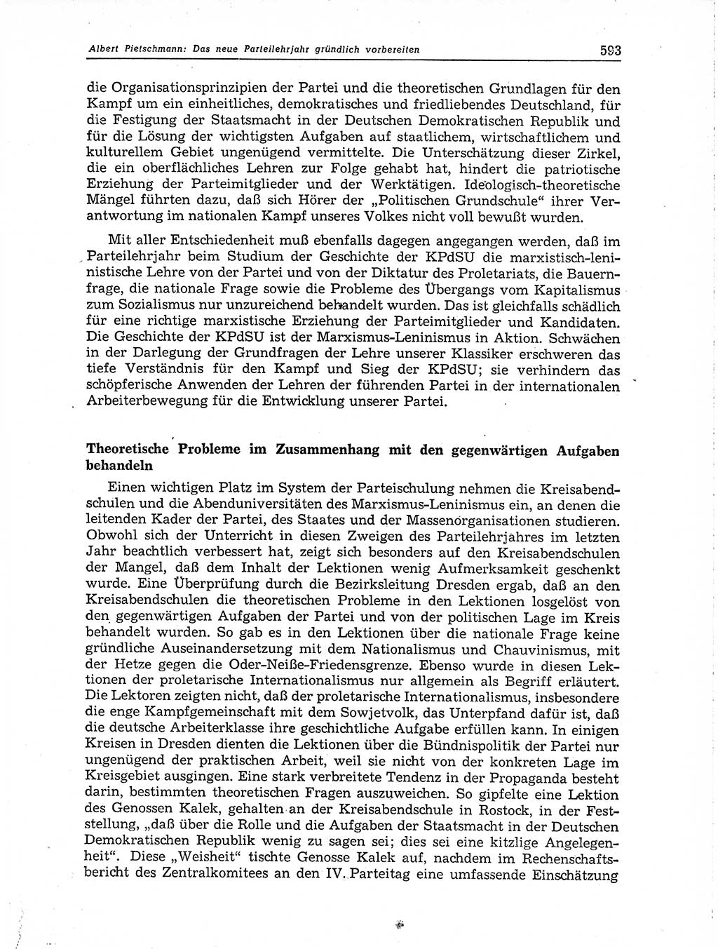 Neuer Weg (NW), Organ des Zentralkomitees (ZK) der SED (Sozialistische Einheitspartei Deutschlands) für Fragen des Parteiaufbaus und des Parteilebens, 10. Jahrgang [Deutsche Demokratische Republik (DDR)] 1955, Seite 593 (NW ZK SED DDR 1955, S. 593)
