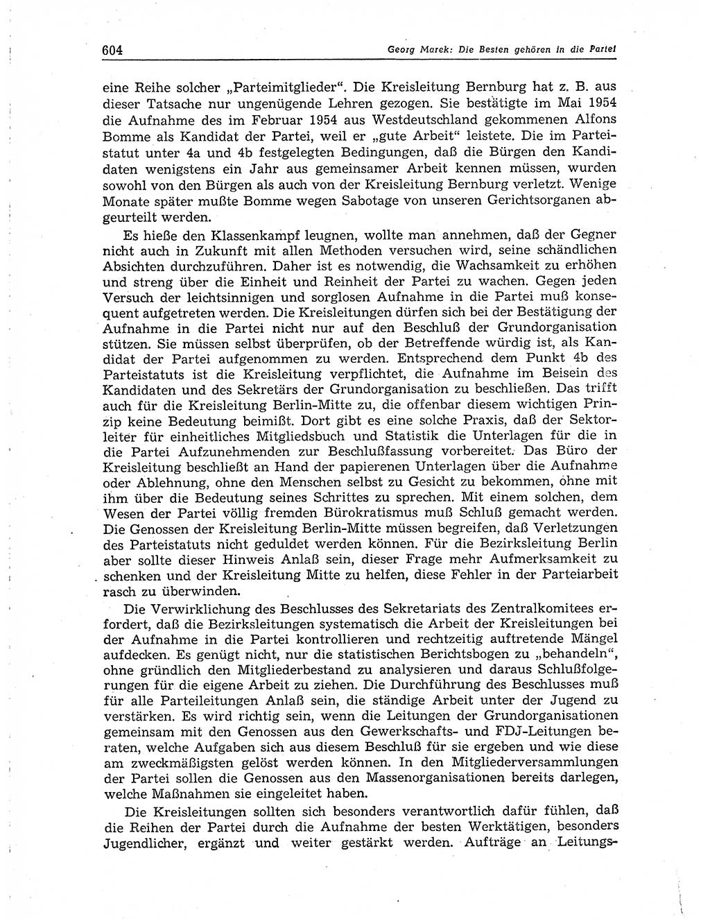 Neuer Weg (NW), Organ des Zentralkomitees (ZK) der SED (Sozialistische Einheitspartei Deutschlands) für Fragen des Parteiaufbaus und des Parteilebens, 10. Jahrgang [Deutsche Demokratische Republik (DDR)] 1955, Seite 604 (NW ZK SED DDR 1955, S. 604)