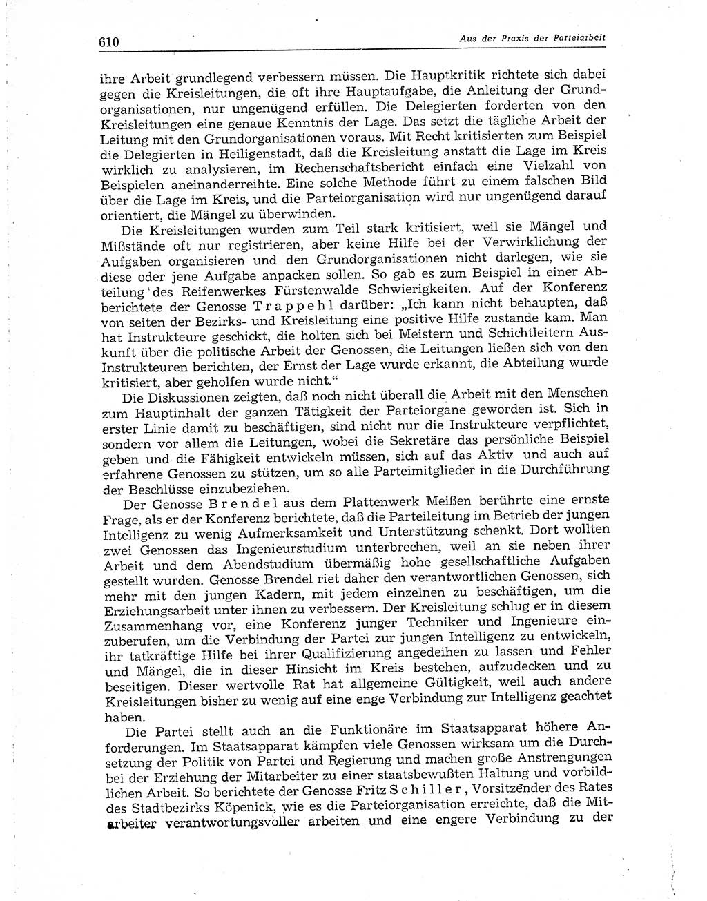 Neuer Weg (NW), Organ des Zentralkomitees (ZK) der SED (Sozialistische Einheitspartei Deutschlands) für Fragen des Parteiaufbaus und des Parteilebens, 10. Jahrgang [Deutsche Demokratische Republik (DDR)] 1955, Seite 610 (NW ZK SED DDR 1955, S. 610)