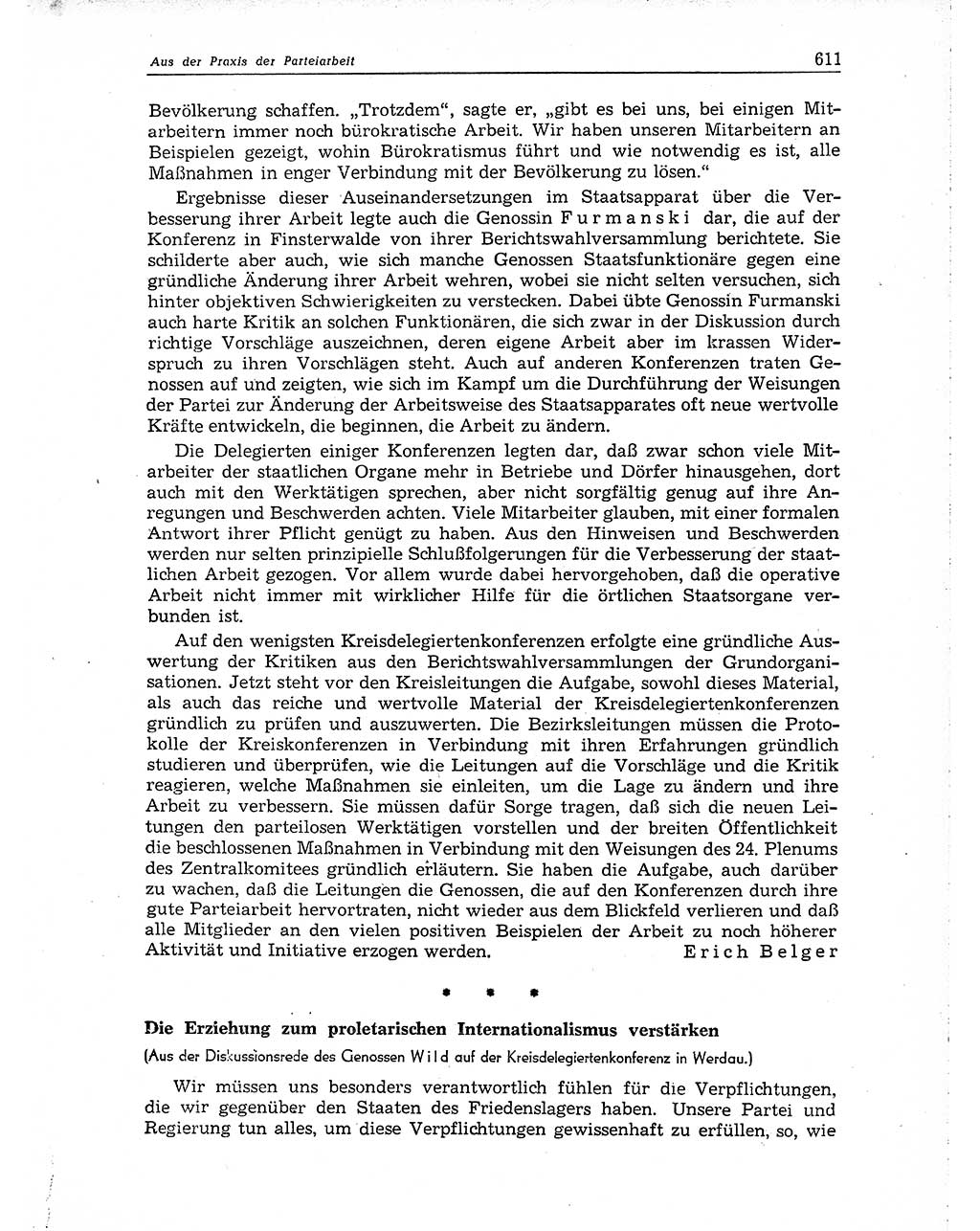 Neuer Weg (NW), Organ des Zentralkomitees (ZK) der SED (Sozialistische Einheitspartei Deutschlands) für Fragen des Parteiaufbaus und des Parteilebens, 10. Jahrgang [Deutsche Demokratische Republik (DDR)] 1955, Seite 611 (NW ZK SED DDR 1955, S. 611)