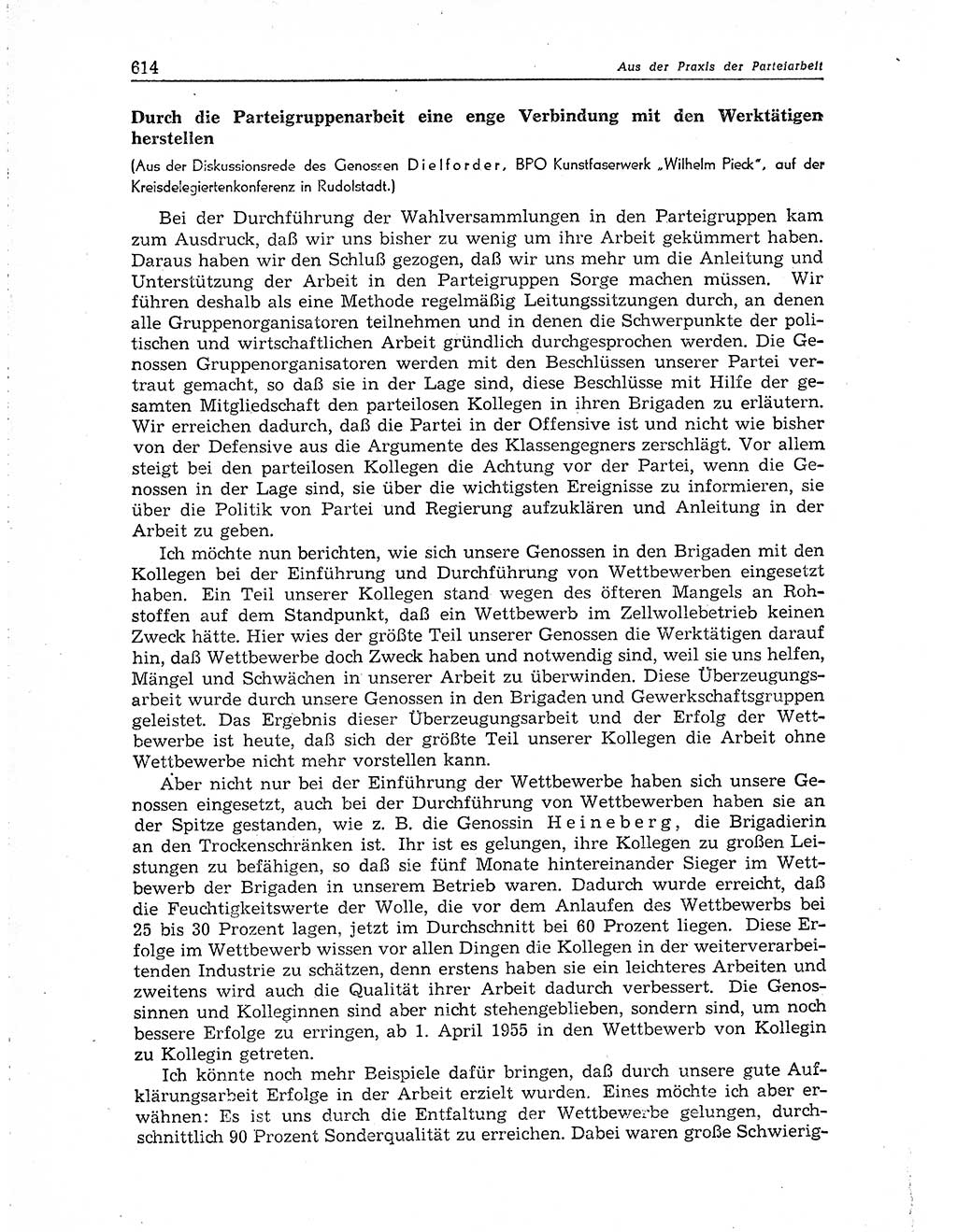 Neuer Weg (NW), Organ des Zentralkomitees (ZK) der SED (Sozialistische Einheitspartei Deutschlands) für Fragen des Parteiaufbaus und des Parteilebens, 10. Jahrgang [Deutsche Demokratische Republik (DDR)] 1955, Seite 614 (NW ZK SED DDR 1955, S. 614)