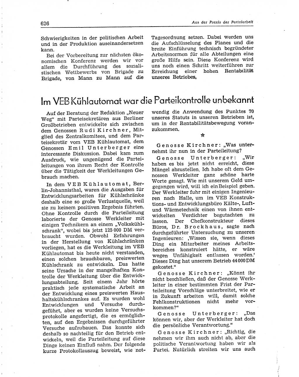 Neuer Weg (NW), Organ des Zentralkomitees (ZK) der SED (Sozialistische Einheitspartei Deutschlands) für Fragen des Parteiaufbaus und des Parteilebens, 10. Jahrgang [Deutsche Demokratische Republik (DDR)] 1955, Seite 626 (NW ZK SED DDR 1955, S. 626)