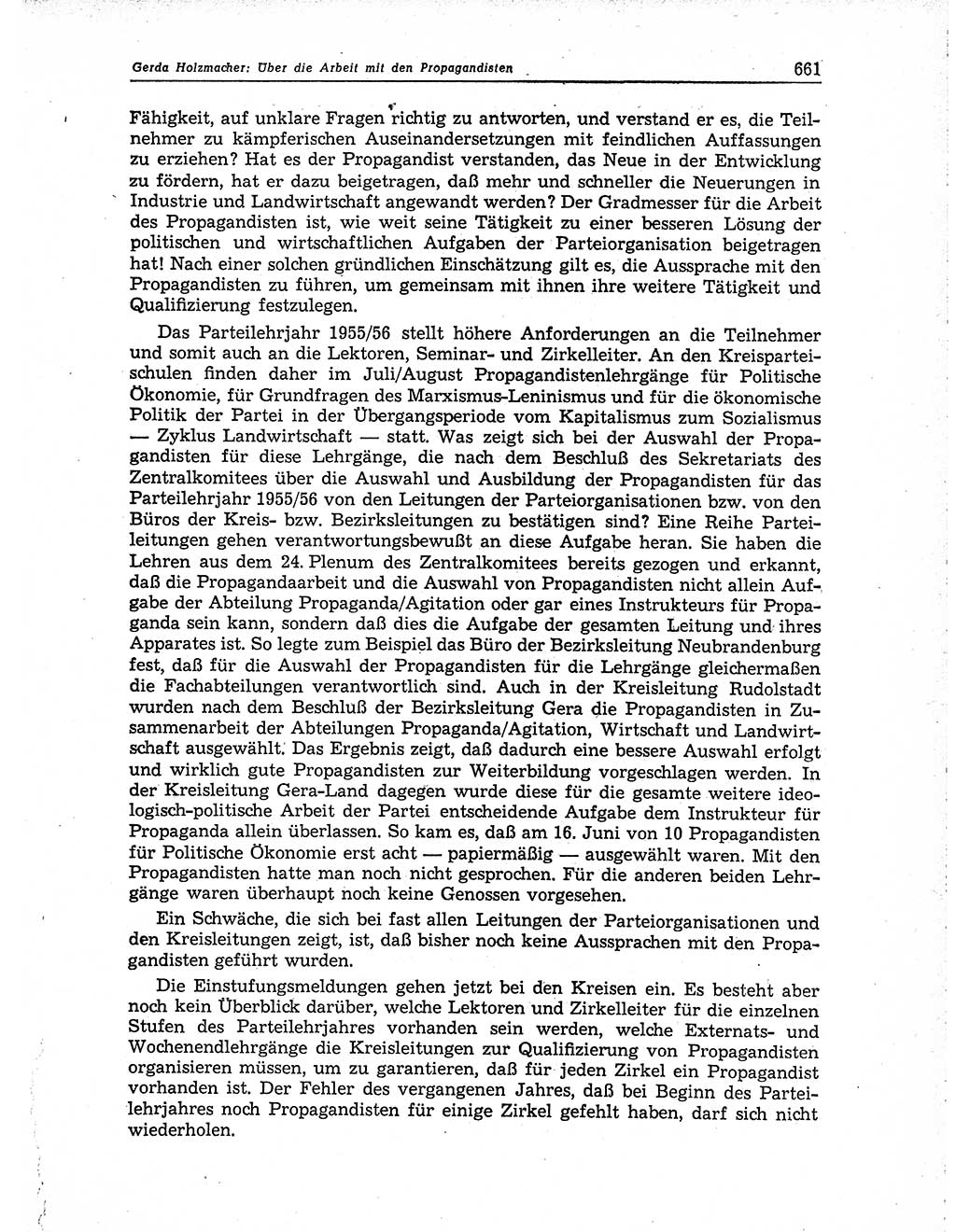 Neuer Weg (NW), Organ des Zentralkomitees (ZK) der SED (Sozialistische Einheitspartei Deutschlands) für Fragen des Parteiaufbaus und des Parteilebens, 10. Jahrgang [Deutsche Demokratische Republik (DDR)] 1955, Seite 661 (NW ZK SED DDR 1955, S. 661)