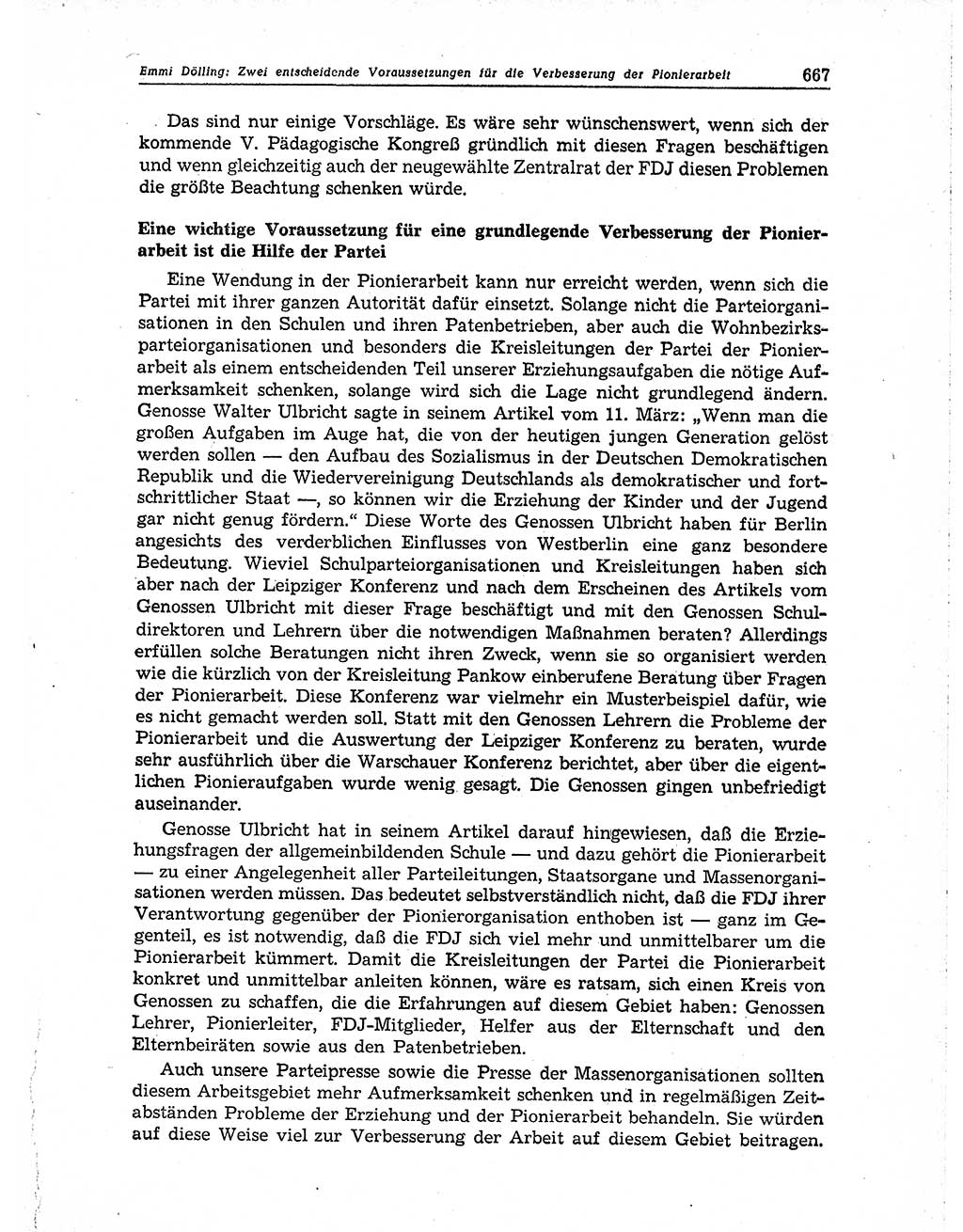Neuer Weg (NW), Organ des Zentralkomitees (ZK) der SED (Sozialistische Einheitspartei Deutschlands) für Fragen des Parteiaufbaus und des Parteilebens, 10. Jahrgang [Deutsche Demokratische Republik (DDR)] 1955, Seite 667 (NW ZK SED DDR 1955, S. 667)