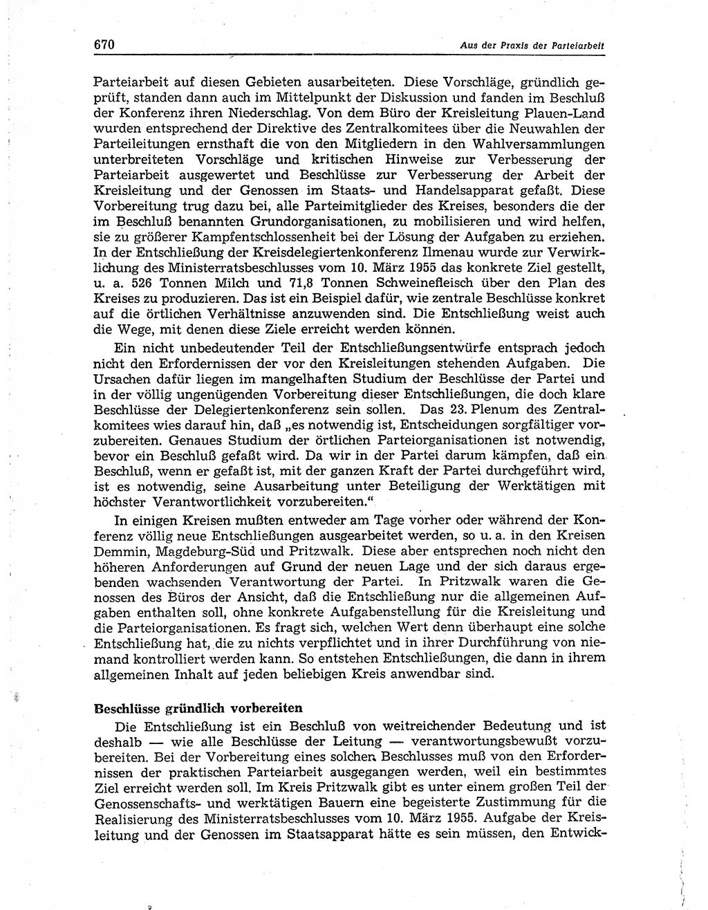 Neuer Weg (NW), Organ des Zentralkomitees (ZK) der SED (Sozialistische Einheitspartei Deutschlands) für Fragen des Parteiaufbaus und des Parteilebens, 10. Jahrgang [Deutsche Demokratische Republik (DDR)] 1955, Seite 670 (NW ZK SED DDR 1955, S. 670)