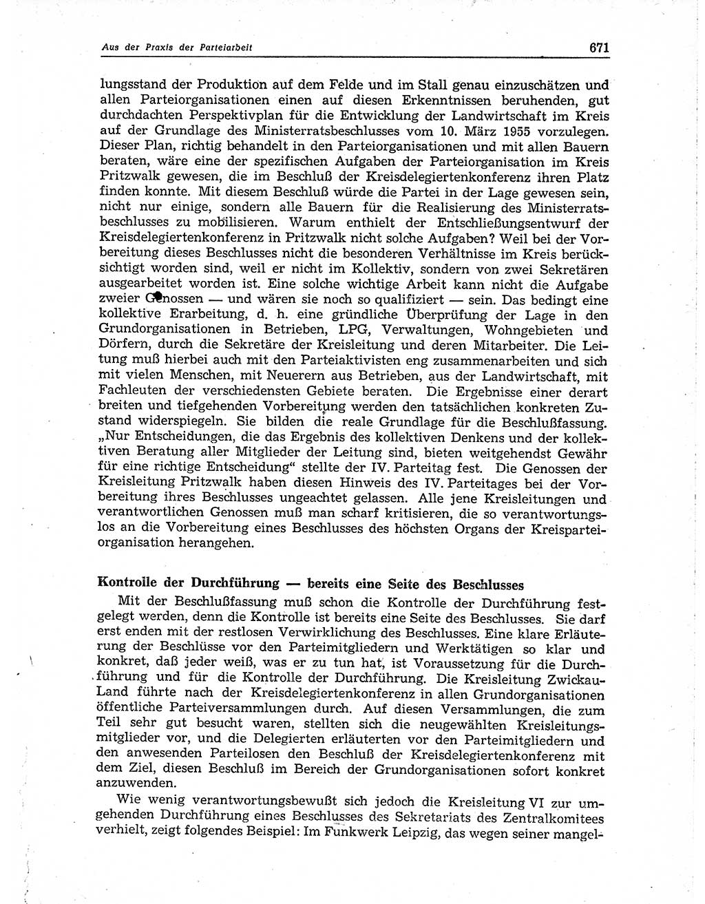 Neuer Weg (NW), Organ des Zentralkomitees (ZK) der SED (Sozialistische Einheitspartei Deutschlands) für Fragen des Parteiaufbaus und des Parteilebens, 10. Jahrgang [Deutsche Demokratische Republik (DDR)] 1955, Seite 671 (NW ZK SED DDR 1955, S. 671)