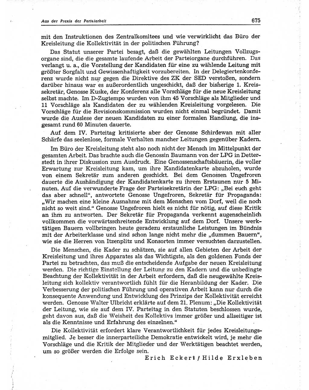 Neuer Weg (NW), Organ des Zentralkomitees (ZK) der SED (Sozialistische Einheitspartei Deutschlands) für Fragen des Parteiaufbaus und des Parteilebens, 10. Jahrgang [Deutsche Demokratische Republik (DDR)] 1955, Seite 675 (NW ZK SED DDR 1955, S. 675)