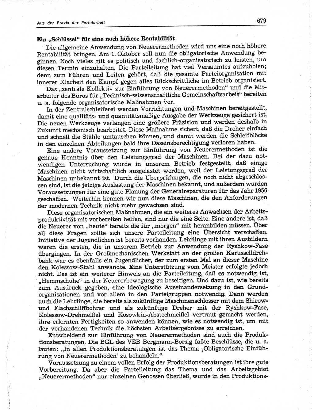 Neuer Weg (NW), Organ des Zentralkomitees (ZK) der SED (Sozialistische Einheitspartei Deutschlands) für Fragen des Parteiaufbaus und des Parteilebens, 10. Jahrgang [Deutsche Demokratische Republik (DDR)] 1955, Seite 679 (NW ZK SED DDR 1955, S. 679)