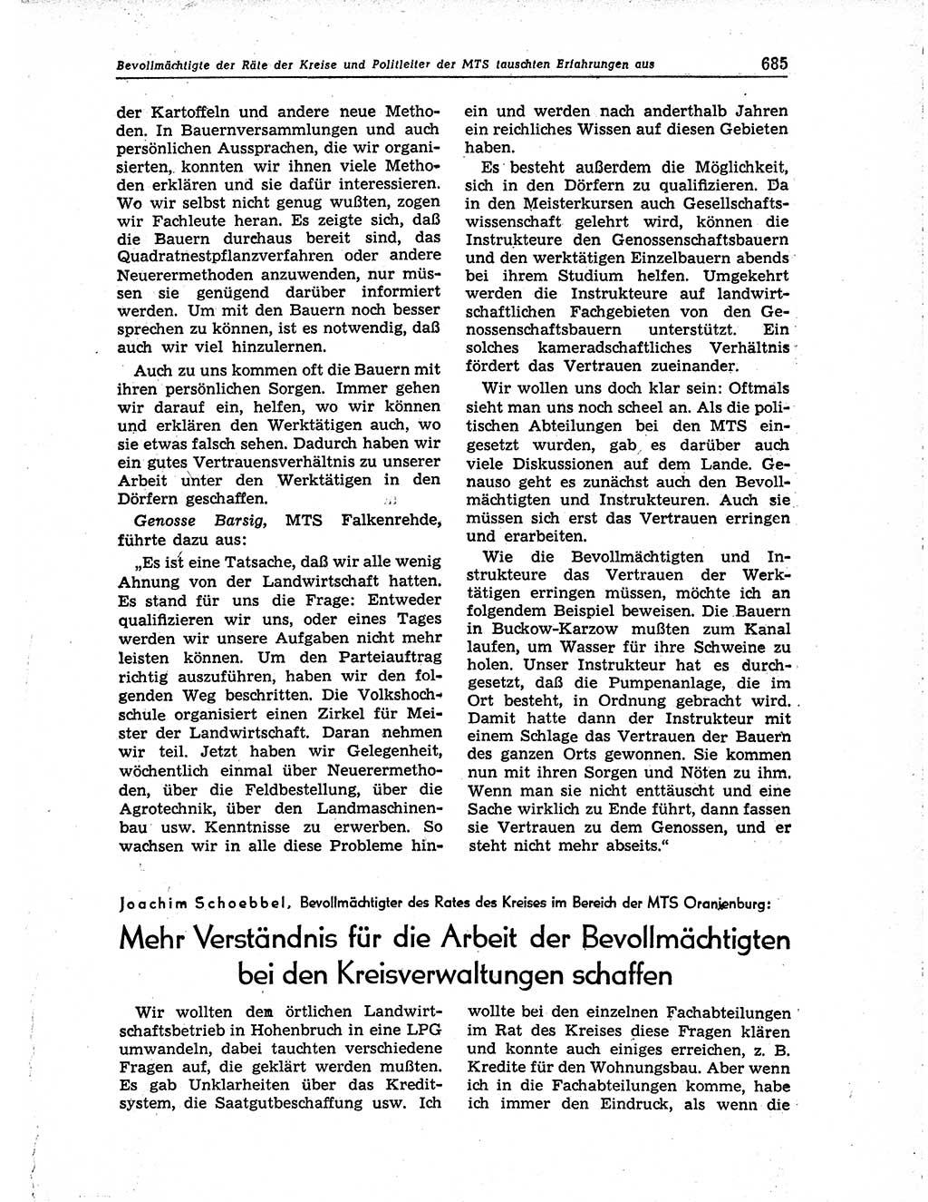 Neuer Weg (NW), Organ des Zentralkomitees (ZK) der SED (Sozialistische Einheitspartei Deutschlands) für Fragen des Parteiaufbaus und des Parteilebens, 10. Jahrgang [Deutsche Demokratische Republik (DDR)] 1955, Seite 685 (NW ZK SED DDR 1955, S. 685)