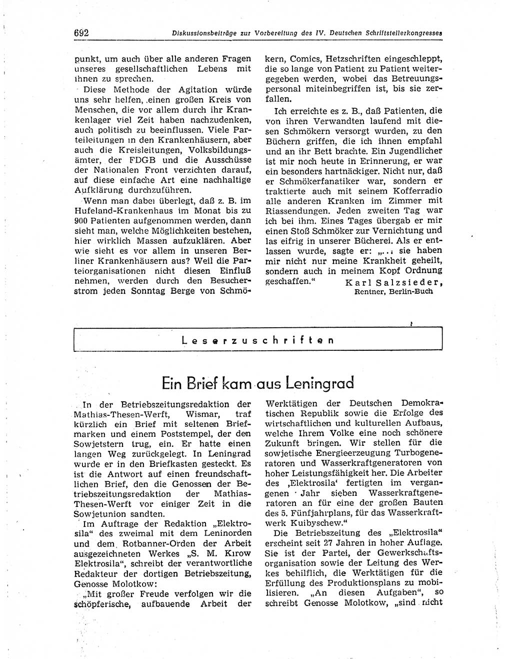 Neuer Weg (NW), Organ des Zentralkomitees (ZK) der SED (Sozialistische Einheitspartei Deutschlands) für Fragen des Parteiaufbaus und des Parteilebens, 10. Jahrgang [Deutsche Demokratische Republik (DDR)] 1955, Seite 692 (NW ZK SED DDR 1955, S. 692)