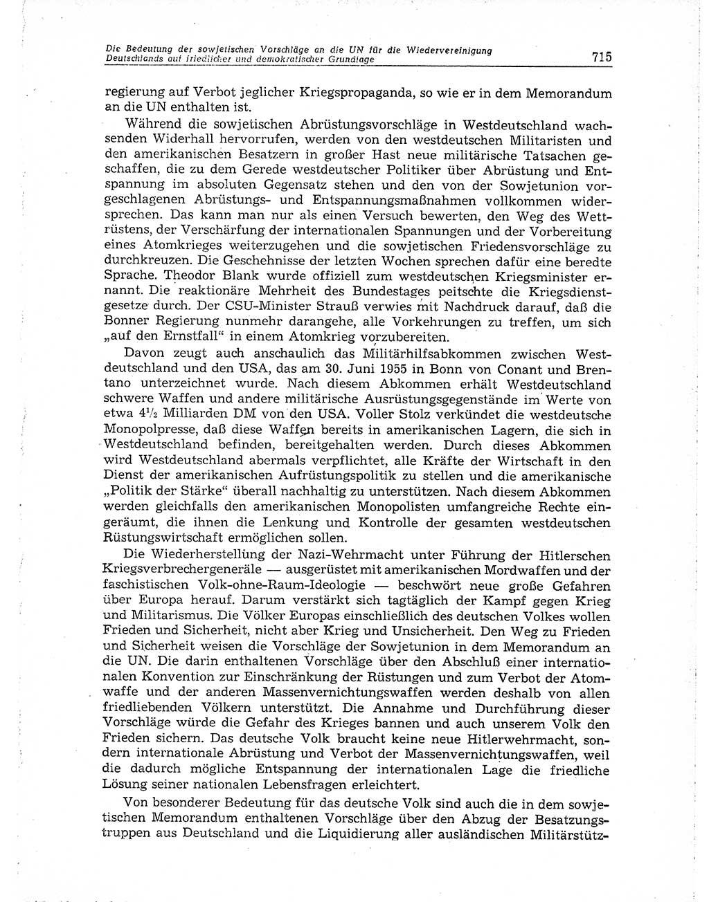 Neuer Weg (NW), Organ des Zentralkomitees (ZK) der SED (Sozialistische Einheitspartei Deutschlands) für Fragen des Parteiaufbaus und des Parteilebens, 10. Jahrgang [Deutsche Demokratische Republik (DDR)] 1955, Seite 715 (NW ZK SED DDR 1955, S. 715)