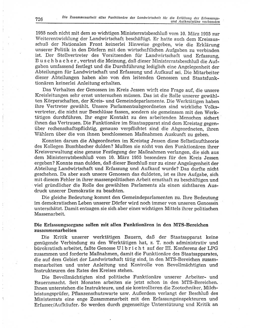 Neuer Weg (NW), Organ des Zentralkomitees (ZK) der SED (Sozialistische Einheitspartei Deutschlands) für Fragen des Parteiaufbaus und des Parteilebens, 10. Jahrgang [Deutsche Demokratische Republik (DDR)] 1955, Seite 726 (NW ZK SED DDR 1955, S. 726)