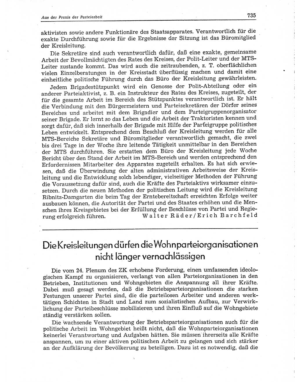 Neuer Weg (NW), Organ des Zentralkomitees (ZK) der SED (Sozialistische Einheitspartei Deutschlands) für Fragen des Parteiaufbaus und des Parteilebens, 10. Jahrgang [Deutsche Demokratische Republik (DDR)] 1955, Seite 735 (NW ZK SED DDR 1955, S. 735)