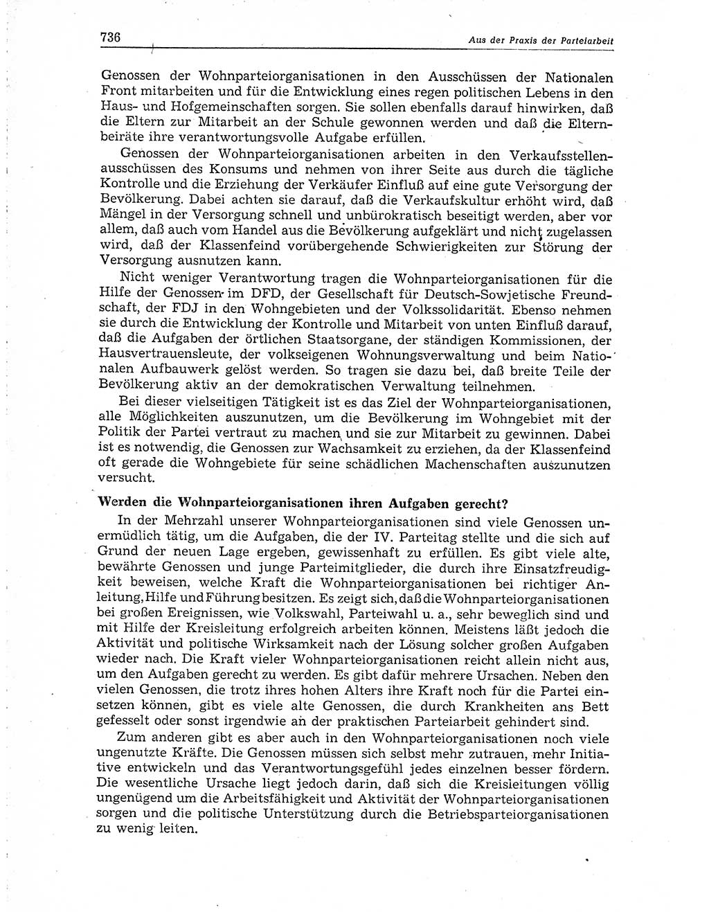 Neuer Weg (NW), Organ des Zentralkomitees (ZK) der SED (Sozialistische Einheitspartei Deutschlands) für Fragen des Parteiaufbaus und des Parteilebens, 10. Jahrgang [Deutsche Demokratische Republik (DDR)] 1955, Seite 736 (NW ZK SED DDR 1955, S. 736)