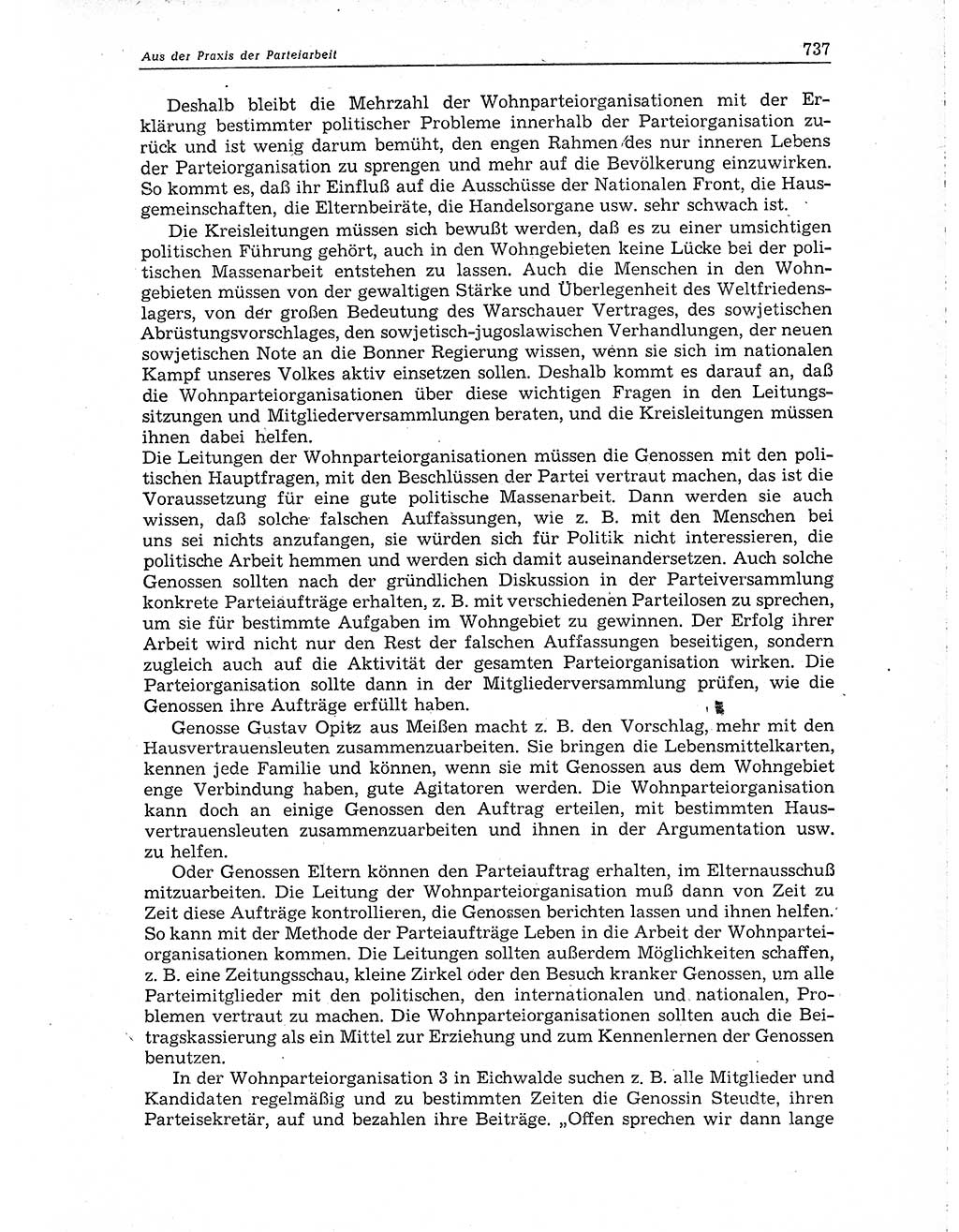 Neuer Weg (NW), Organ des Zentralkomitees (ZK) der SED (Sozialistische Einheitspartei Deutschlands) für Fragen des Parteiaufbaus und des Parteilebens, 10. Jahrgang [Deutsche Demokratische Republik (DDR)] 1955, Seite 737 (NW ZK SED DDR 1955, S. 737)