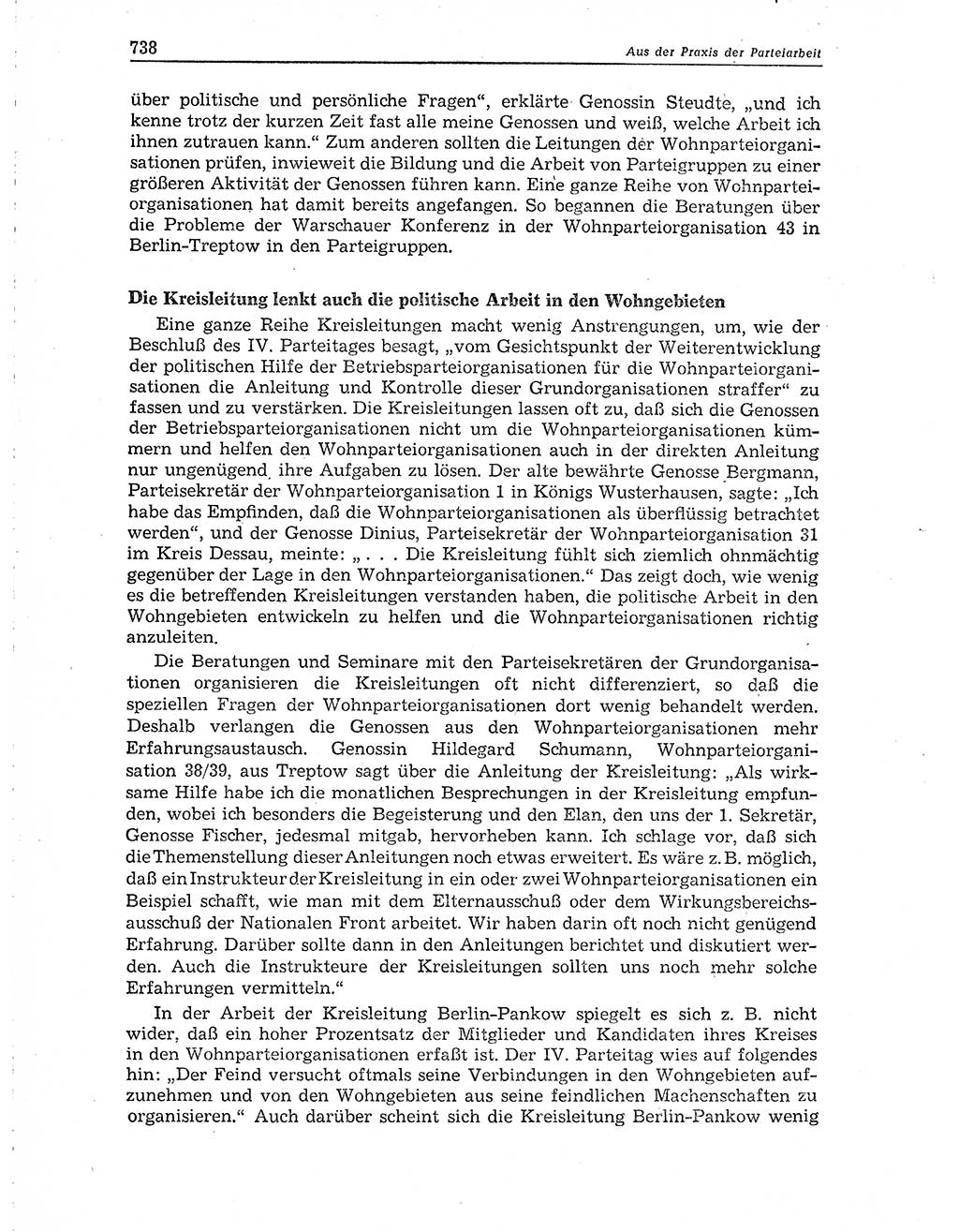 Neuer Weg (NW), Organ des Zentralkomitees (ZK) der SED (Sozialistische Einheitspartei Deutschlands) für Fragen des Parteiaufbaus und des Parteilebens, 10. Jahrgang [Deutsche Demokratische Republik (DDR)] 1955, Seite 738 (NW ZK SED DDR 1955, S. 738)