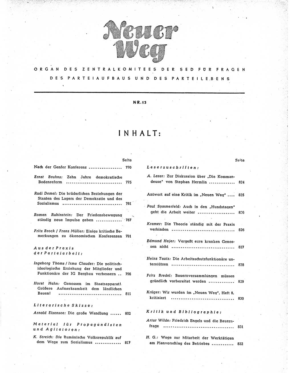 Neuer Weg (NW), Organ des Zentralkomitees (ZK) der SED (Sozialistische Einheitspartei Deutschlands) für Fragen des Parteiaufbaus und des Parteilebens, 10. Jahrgang [Deutsche Demokratische Republik (DDR)] 1955, Seite 769 (NW ZK SED DDR 1955, S. 769)