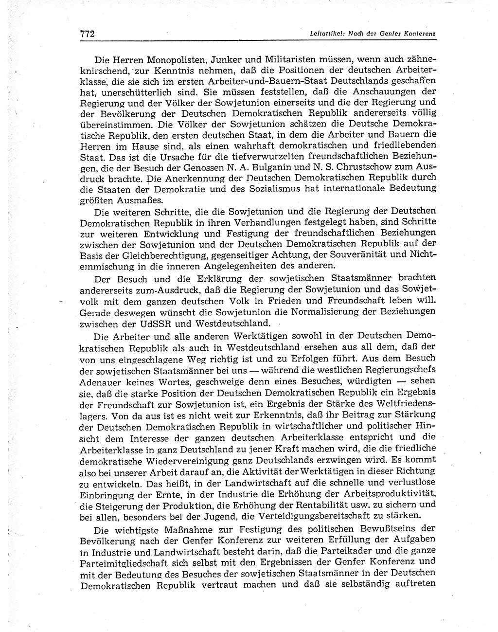 Neuer Weg (NW), Organ des Zentralkomitees (ZK) der SED (Sozialistische Einheitspartei Deutschlands) für Fragen des Parteiaufbaus und des Parteilebens, 10. Jahrgang [Deutsche Demokratische Republik (DDR)] 1955, Seite 772 (NW ZK SED DDR 1955, S. 772)