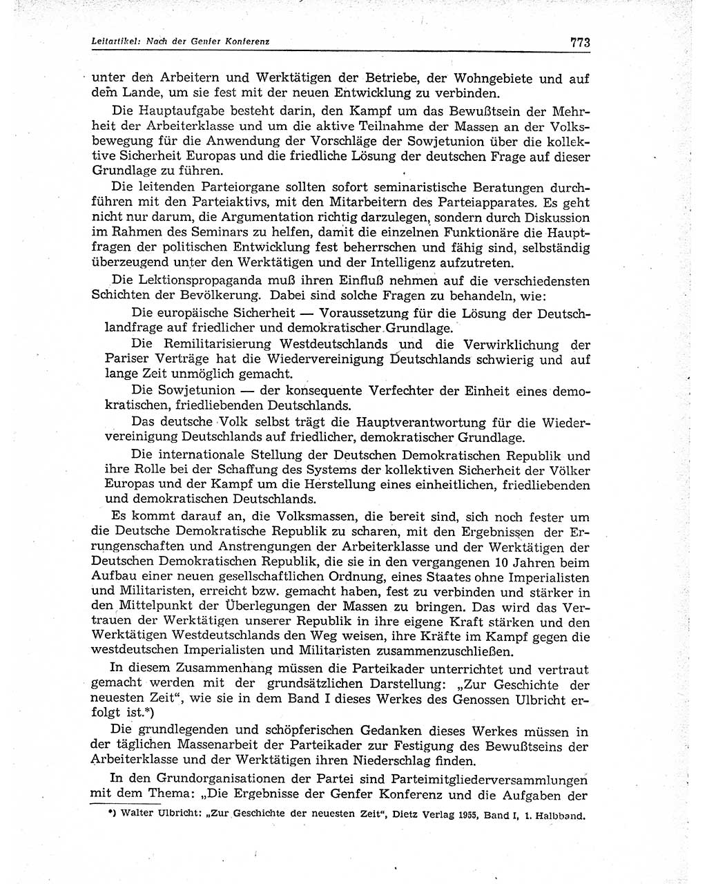 Neuer Weg (NW), Organ des Zentralkomitees (ZK) der SED (Sozialistische Einheitspartei Deutschlands) für Fragen des Parteiaufbaus und des Parteilebens, 10. Jahrgang [Deutsche Demokratische Republik (DDR)] 1955, Seite 773 (NW ZK SED DDR 1955, S. 773)