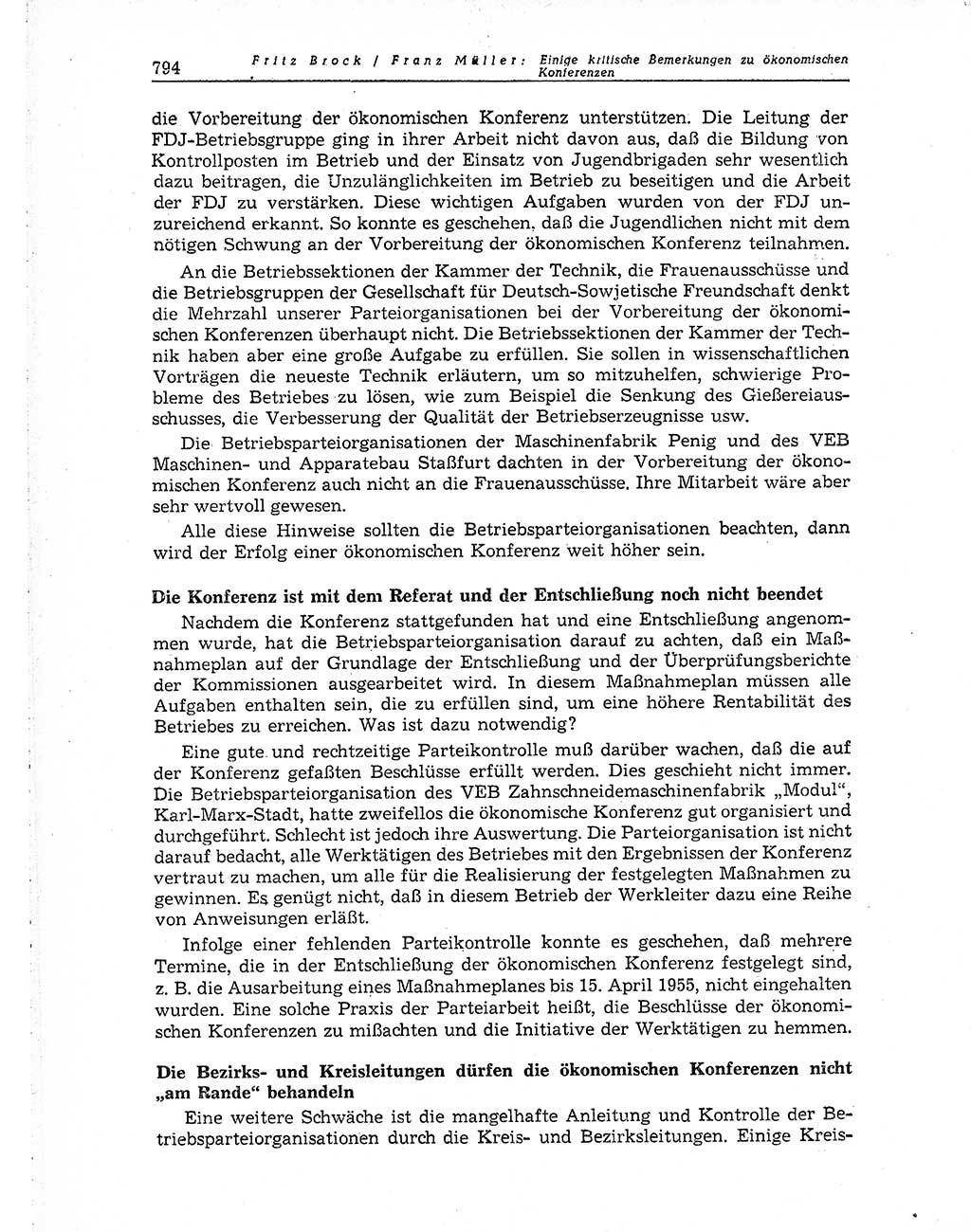 Neuer Weg (NW), Organ des Zentralkomitees (ZK) der SED (Sozialistische Einheitspartei Deutschlands) für Fragen des Parteiaufbaus und des Parteilebens, 10. Jahrgang [Deutsche Demokratische Republik (DDR)] 1955, Seite 794 (NW ZK SED DDR 1955, S. 794)