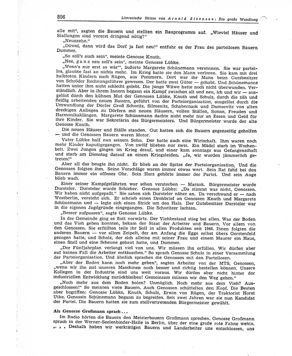Neuer Weg (NW), Organ des Zentralkomitees (ZK) der SED (Sozialistische Einheitspartei Deutschlands) für Fragen des Parteiaufbaus und des Parteilebens, 10. Jahrgang [Deutsche Demokratische Republik (DDR)] 1955, Seite 806 (NW ZK SED DDR 1955, S. 806)