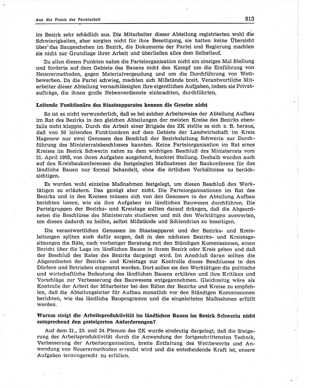 Neuer Weg (NW), Organ des Zentralkomitees (ZK) der SED (Sozialistische Einheitspartei Deutschlands) für Fragen des Parteiaufbaus und des Parteilebens, 10. Jahrgang [Deutsche Demokratische Republik (DDR)] 1955, Seite 813 (NW ZK SED DDR 1955, S. 813)