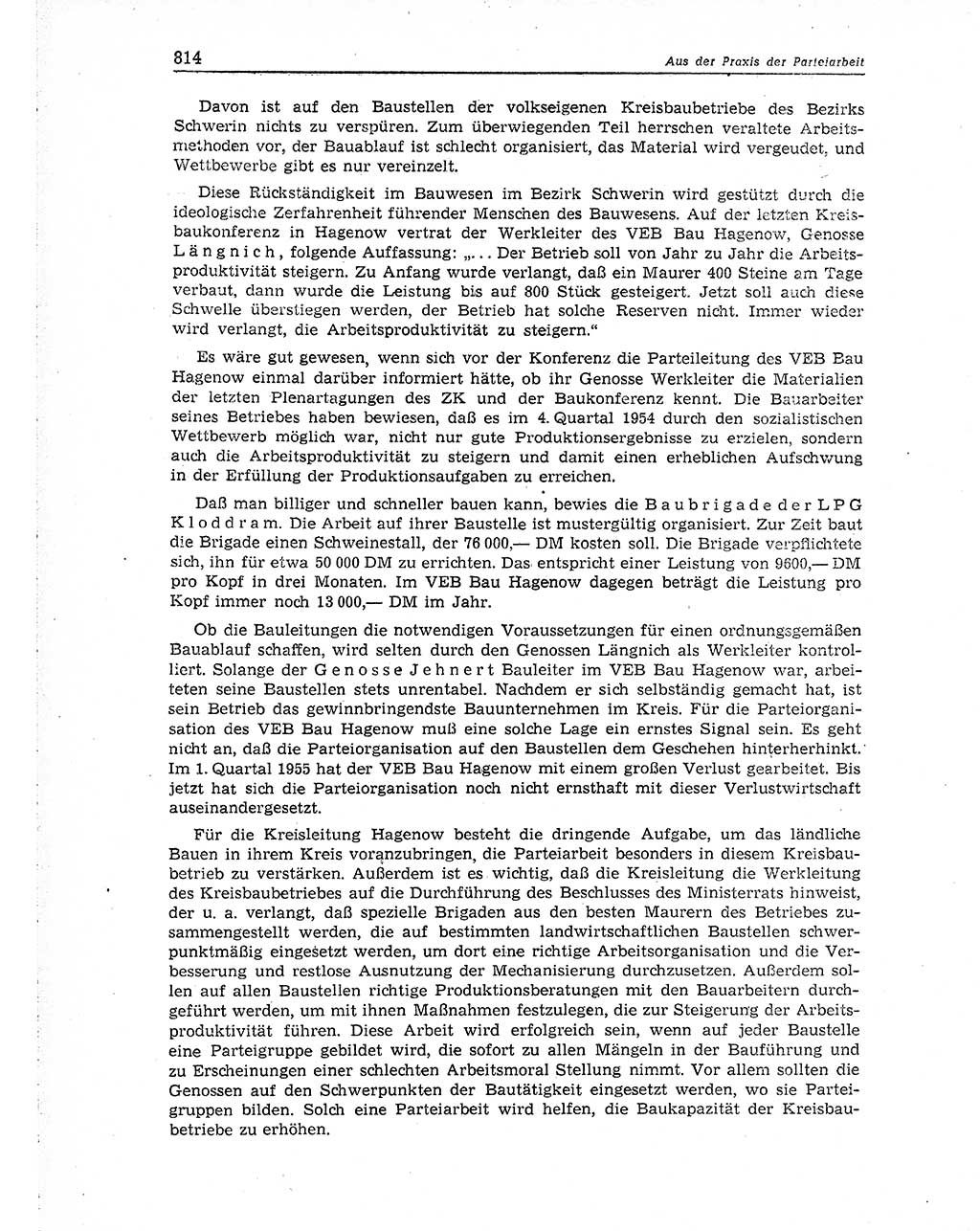 Neuer Weg (NW), Organ des Zentralkomitees (ZK) der SED (Sozialistische Einheitspartei Deutschlands) für Fragen des Parteiaufbaus und des Parteilebens, 10. Jahrgang [Deutsche Demokratische Republik (DDR)] 1955, Seite 814 (NW ZK SED DDR 1955, S. 814)