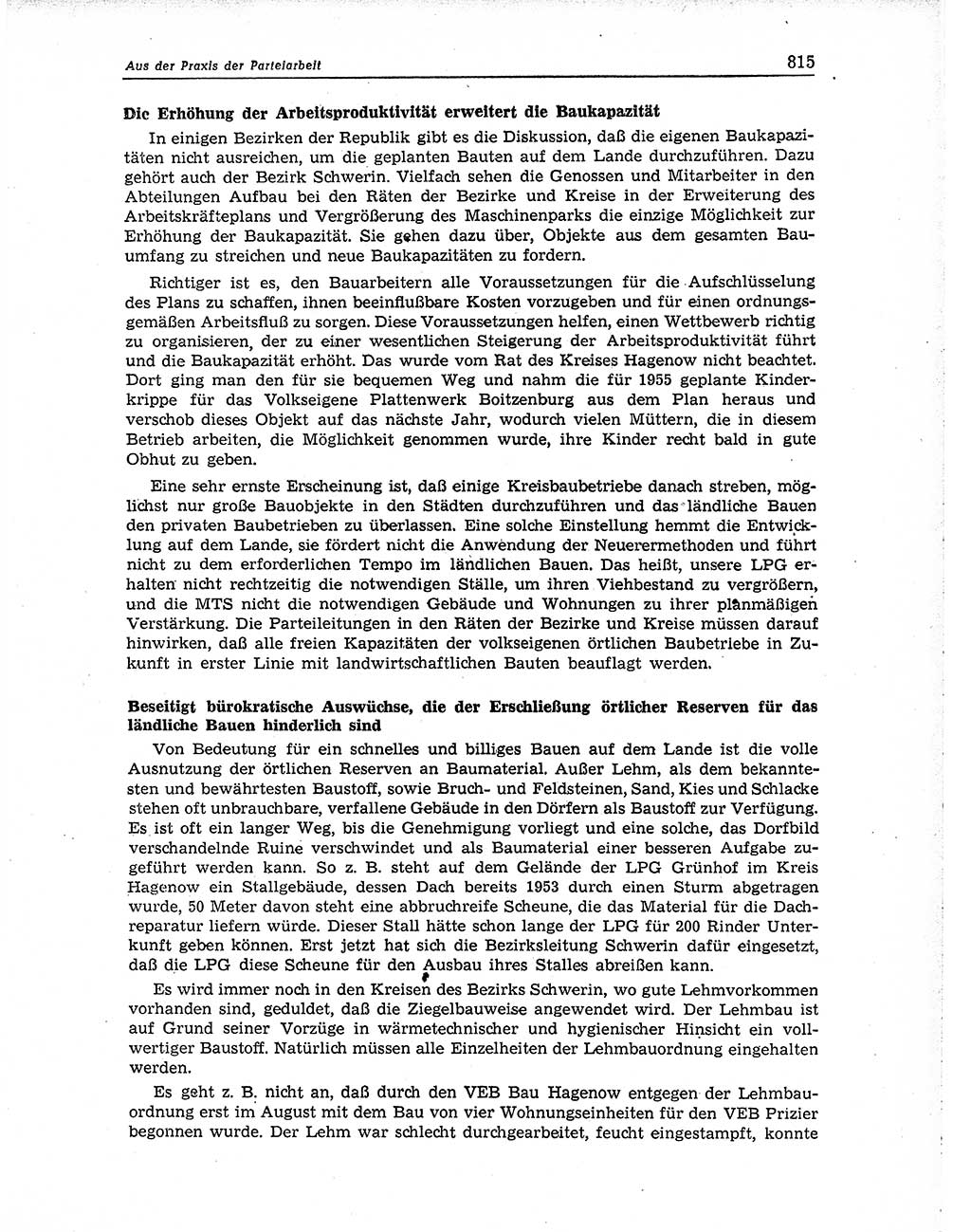 Neuer Weg (NW), Organ des Zentralkomitees (ZK) der SED (Sozialistische Einheitspartei Deutschlands) für Fragen des Parteiaufbaus und des Parteilebens, 10. Jahrgang [Deutsche Demokratische Republik (DDR)] 1955, Seite 815 (NW ZK SED DDR 1955, S. 815)
