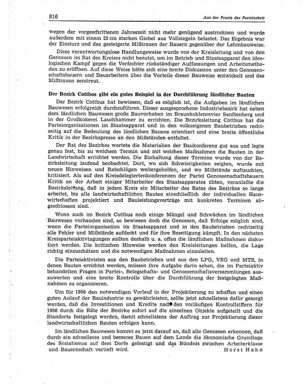 Neuer Weg (NW), Organ des Zentralkomitees (ZK) der SED (Sozialistische Einheitspartei Deutschlands) für Fragen des Parteiaufbaus und des Parteilebens, 10. Jahrgang [Deutsche Demokratische Republik (DDR)] 1955, Seite 816 (NW ZK SED DDR 1955, S. 816)