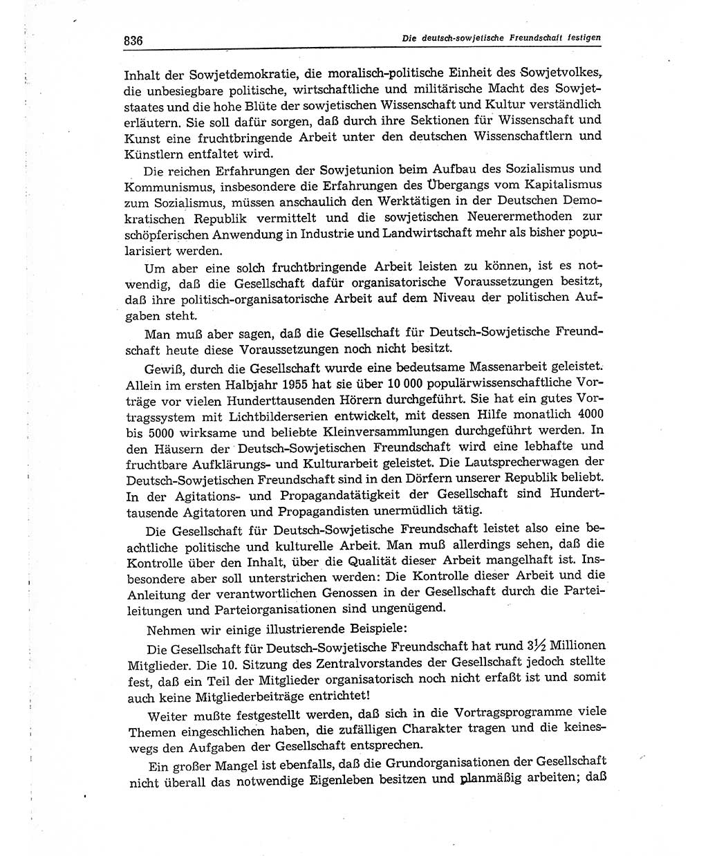 Neuer Weg (NW), Organ des Zentralkomitees (ZK) der SED (Sozialistische Einheitspartei Deutschlands) für Fragen des Parteiaufbaus und des Parteilebens, 10. Jahrgang [Deutsche Demokratische Republik (DDR)] 1955, Seite 836 (NW ZK SED DDR 1955, S. 836)