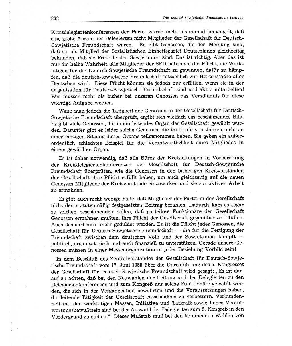 Neuer Weg (NW), Organ des Zentralkomitees (ZK) der SED (Sozialistische Einheitspartei Deutschlands) für Fragen des Parteiaufbaus und des Parteilebens, 10. Jahrgang [Deutsche Demokratische Republik (DDR)] 1955, Seite 838 (NW ZK SED DDR 1955, S. 838)