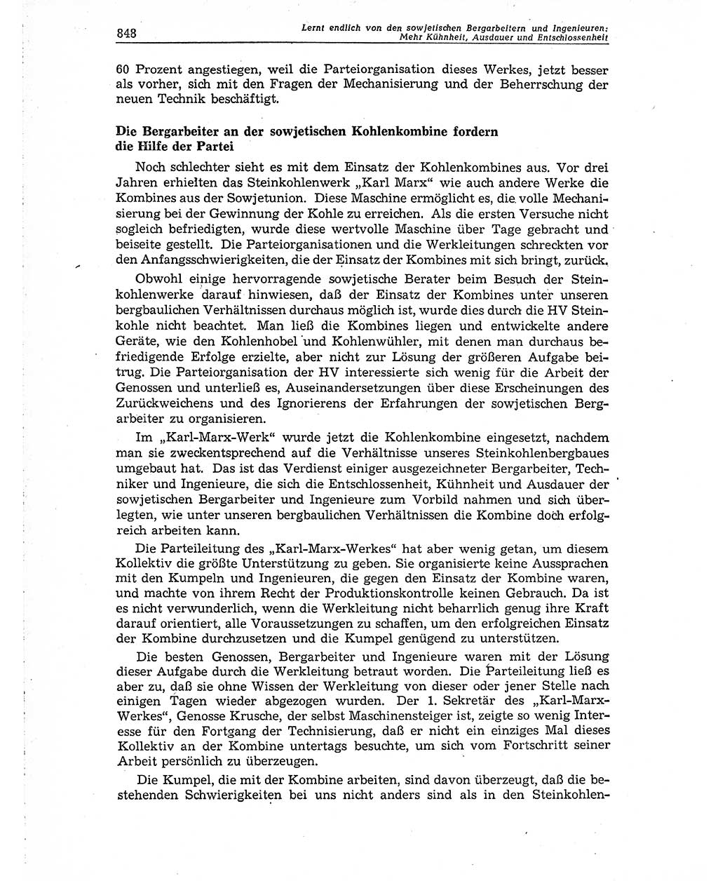 Neuer Weg (NW), Organ des Zentralkomitees (ZK) der SED (Sozialistische Einheitspartei Deutschlands) für Fragen des Parteiaufbaus und des Parteilebens, 10. Jahrgang [Deutsche Demokratische Republik (DDR)] 1955, Seite 848 (NW ZK SED DDR 1955, S. 848)
