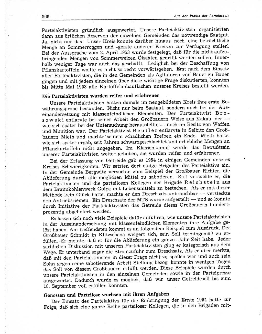 Neuer Weg (NW), Organ des Zentralkomitees (ZK) der SED (Sozialistische Einheitspartei Deutschlands) für Fragen des Parteiaufbaus und des Parteilebens, 10. Jahrgang [Deutsche Demokratische Republik (DDR)] 1955, Seite 866 (NW ZK SED DDR 1955, S. 866)