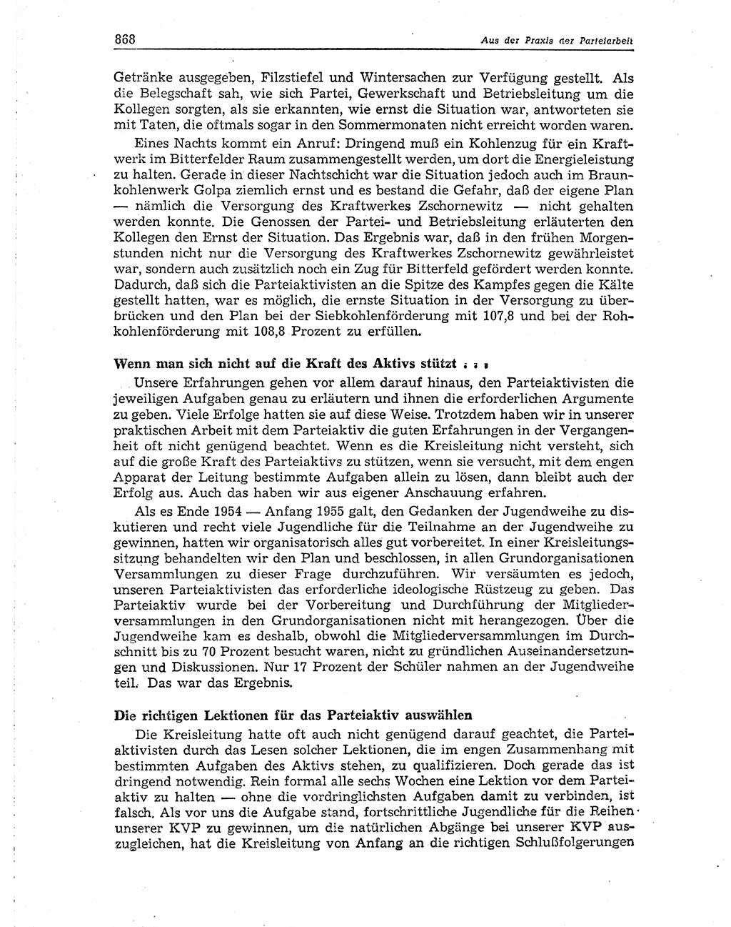 Neuer Weg (NW), Organ des Zentralkomitees (ZK) der SED (Sozialistische Einheitspartei Deutschlands) für Fragen des Parteiaufbaus und des Parteilebens, 10. Jahrgang [Deutsche Demokratische Republik (DDR)] 1955, Seite 868 (NW ZK SED DDR 1955, S. 868)