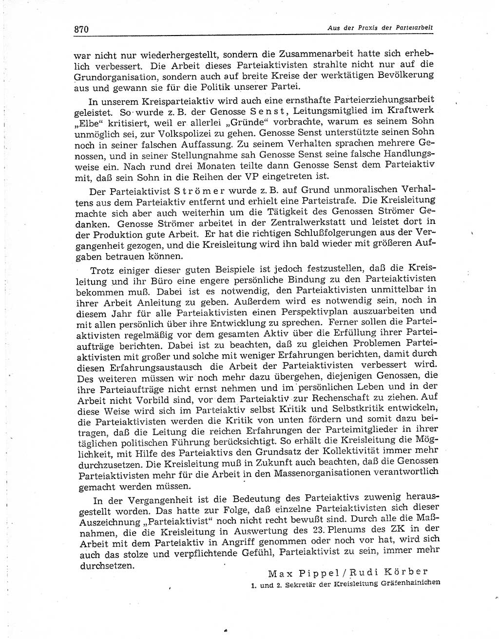 Neuer Weg (NW), Organ des Zentralkomitees (ZK) der SED (Sozialistische Einheitspartei Deutschlands) für Fragen des Parteiaufbaus und des Parteilebens, 10. Jahrgang [Deutsche Demokratische Republik (DDR)] 1955, Seite 870 (NW ZK SED DDR 1955, S. 870)