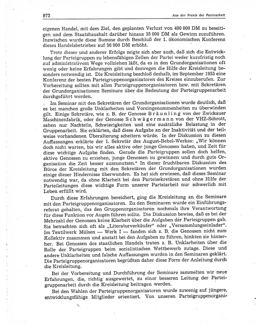 Neuer Weg (NW), Organ des Zentralkomitees (ZK) der SED (Sozialistische Einheitspartei Deutschlands) für Fragen des Parteiaufbaus und des Parteilebens, 10. Jahrgang [Deutsche Demokratische Republik (DDR)] 1955, Seite 872 (NW ZK SED DDR 1955, S. 872)