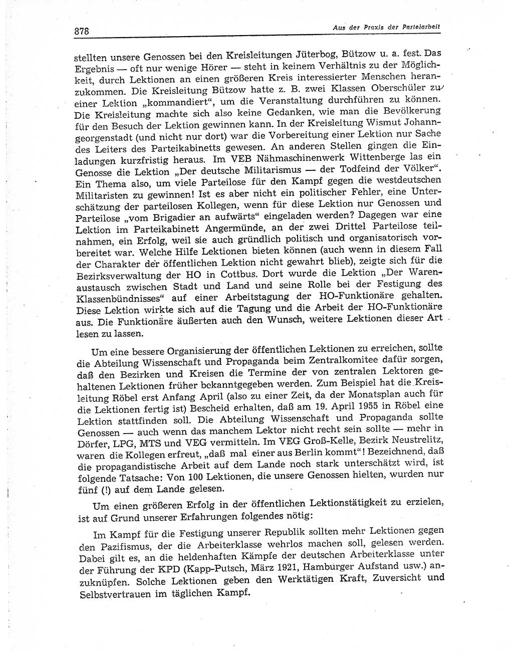 Neuer Weg (NW), Organ des Zentralkomitees (ZK) der SED (Sozialistische Einheitspartei Deutschlands) für Fragen des Parteiaufbaus und des Parteilebens, 10. Jahrgang [Deutsche Demokratische Republik (DDR)] 1955, Seite 878 (NW ZK SED DDR 1955, S. 878)