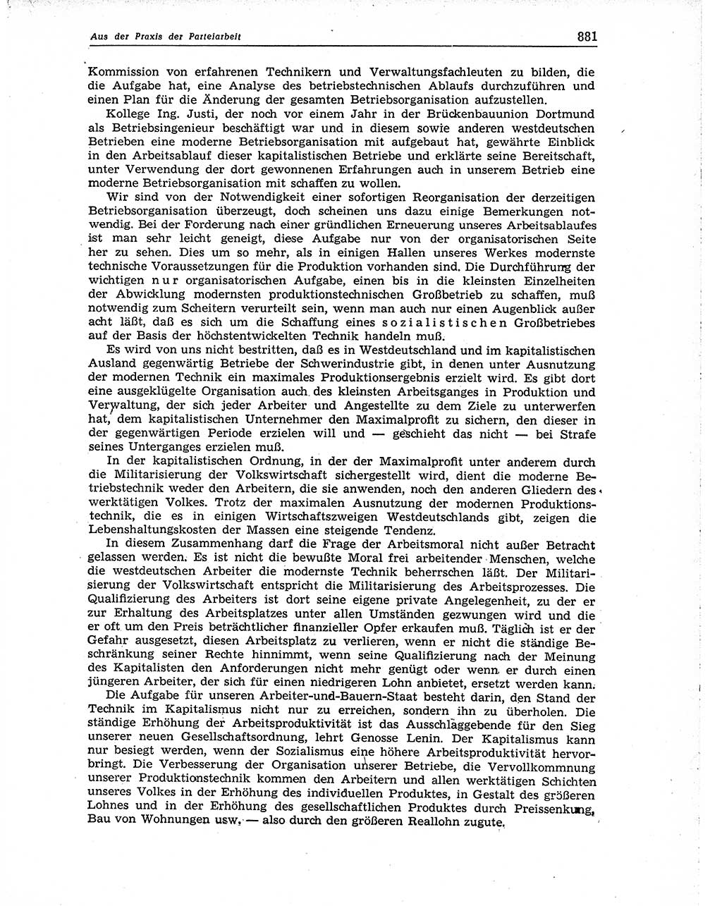 Neuer Weg (NW), Organ des Zentralkomitees (ZK) der SED (Sozialistische Einheitspartei Deutschlands) für Fragen des Parteiaufbaus und des Parteilebens, 10. Jahrgang [Deutsche Demokratische Republik (DDR)] 1955, Seite 881 (NW ZK SED DDR 1955, S. 881)